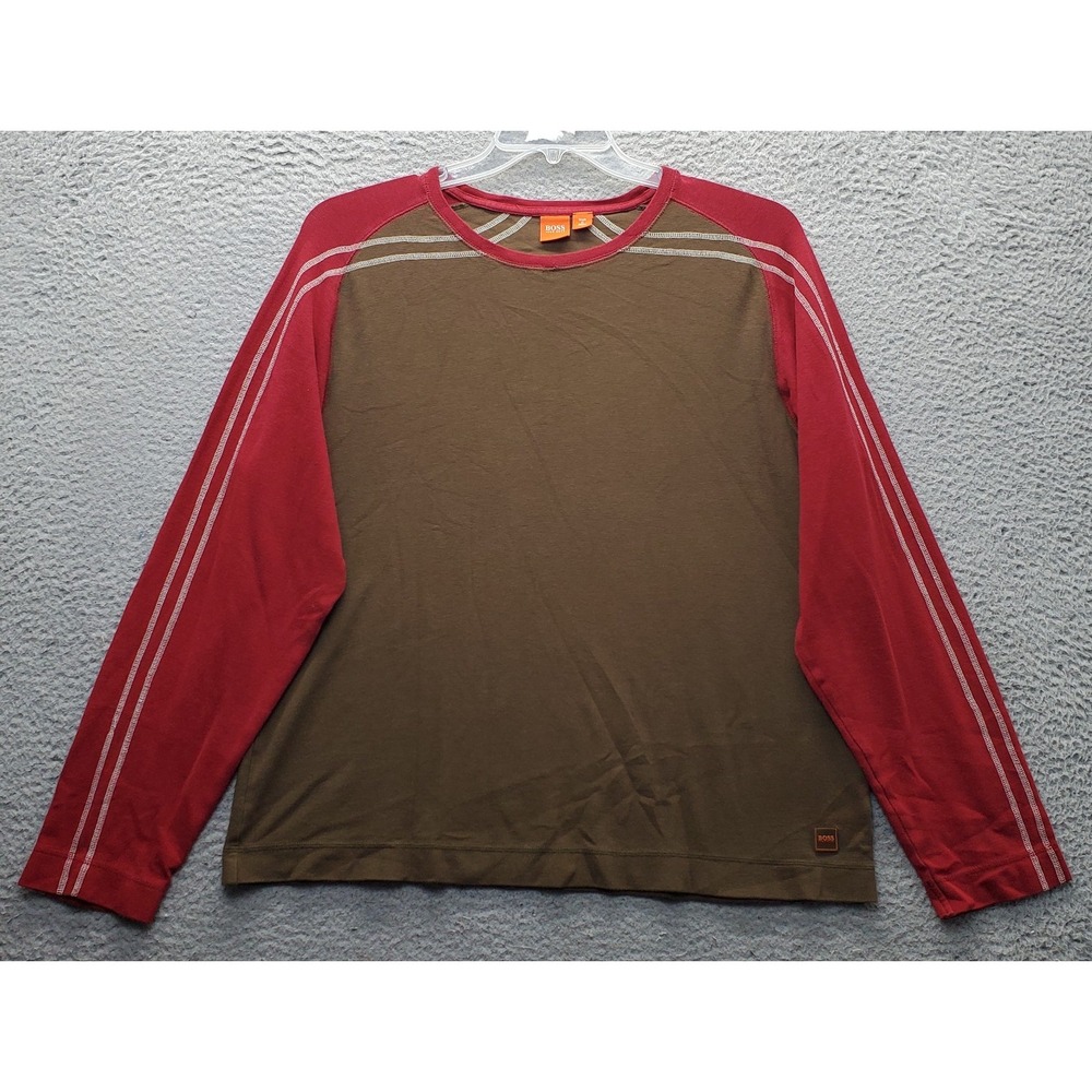 Hugo Boss Shirt Mens XL Multi Long Sleeve Crew Neck Stretch Patch Logo Pullover